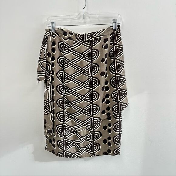 ⛔️SOLD⛔️Anthropologie Maeve Edessa Linen Brown Tribal Print Sarong Wrap Skirt Si - Picture 12 of 12